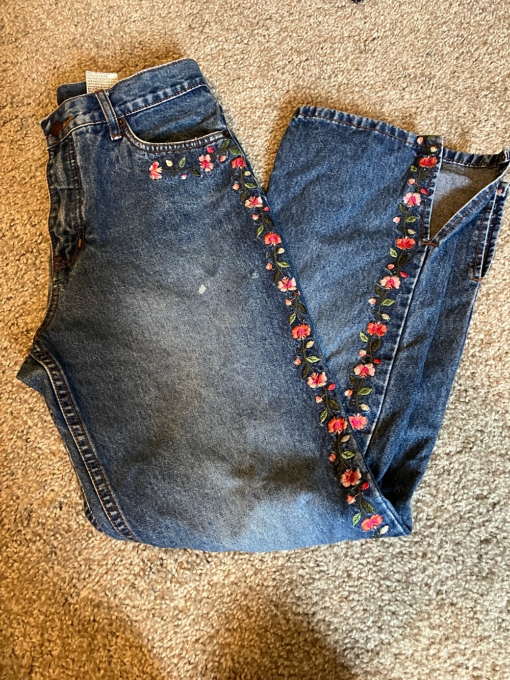 Vintage Bill Blass Jeans floral embroidered 6P